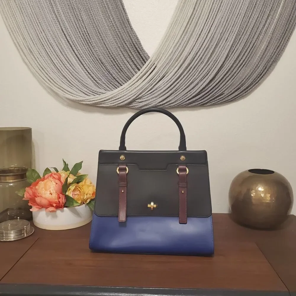 Iacucci Leather Color Block Handbag - Picture 2 of 6